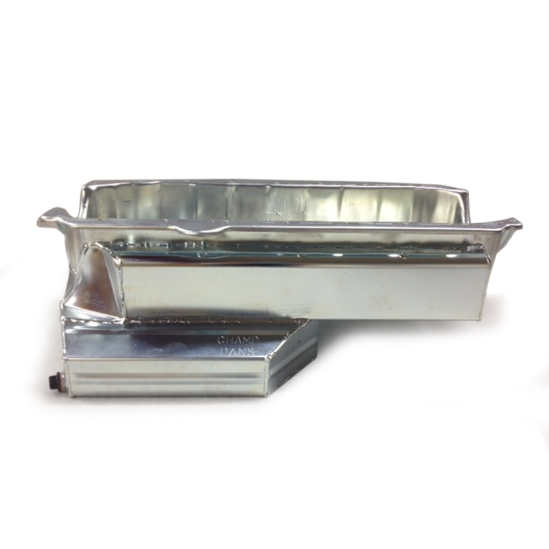 Engine Oil Pan - Competition - Rear Sump - 8 qt - 7 in Deep - Kick Out - Steel - Zinc Plated - 1-Piece Seal - Small Block Chevy - Each