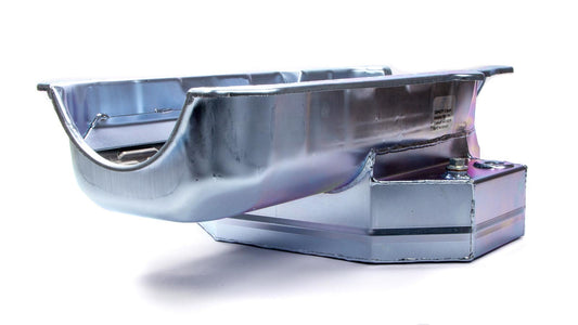 Engine Oil Pan - Competition - Rear Sump - 8 qt - 7 in Deep - Louvered Windage Tray - Steel - Zinc Plated - 1-Piece Seal - Small Block Chevy - Each