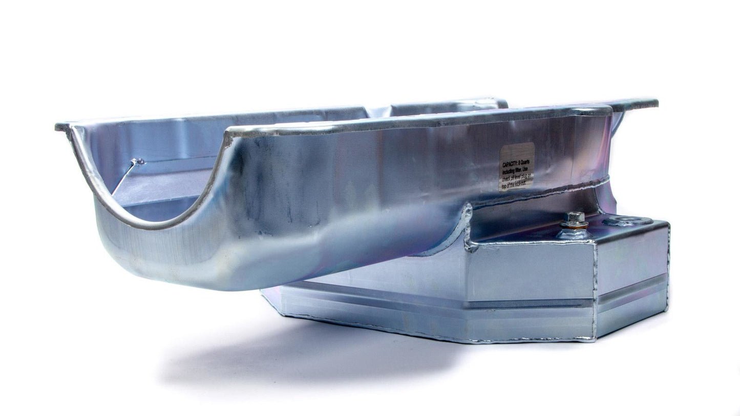 Engine Oil Pan - Competition - Rear Sump - 8 qt - 7 in Deep - Steel - Zinc Plated - 1-Piece Seal - Small Block Chevy - Each