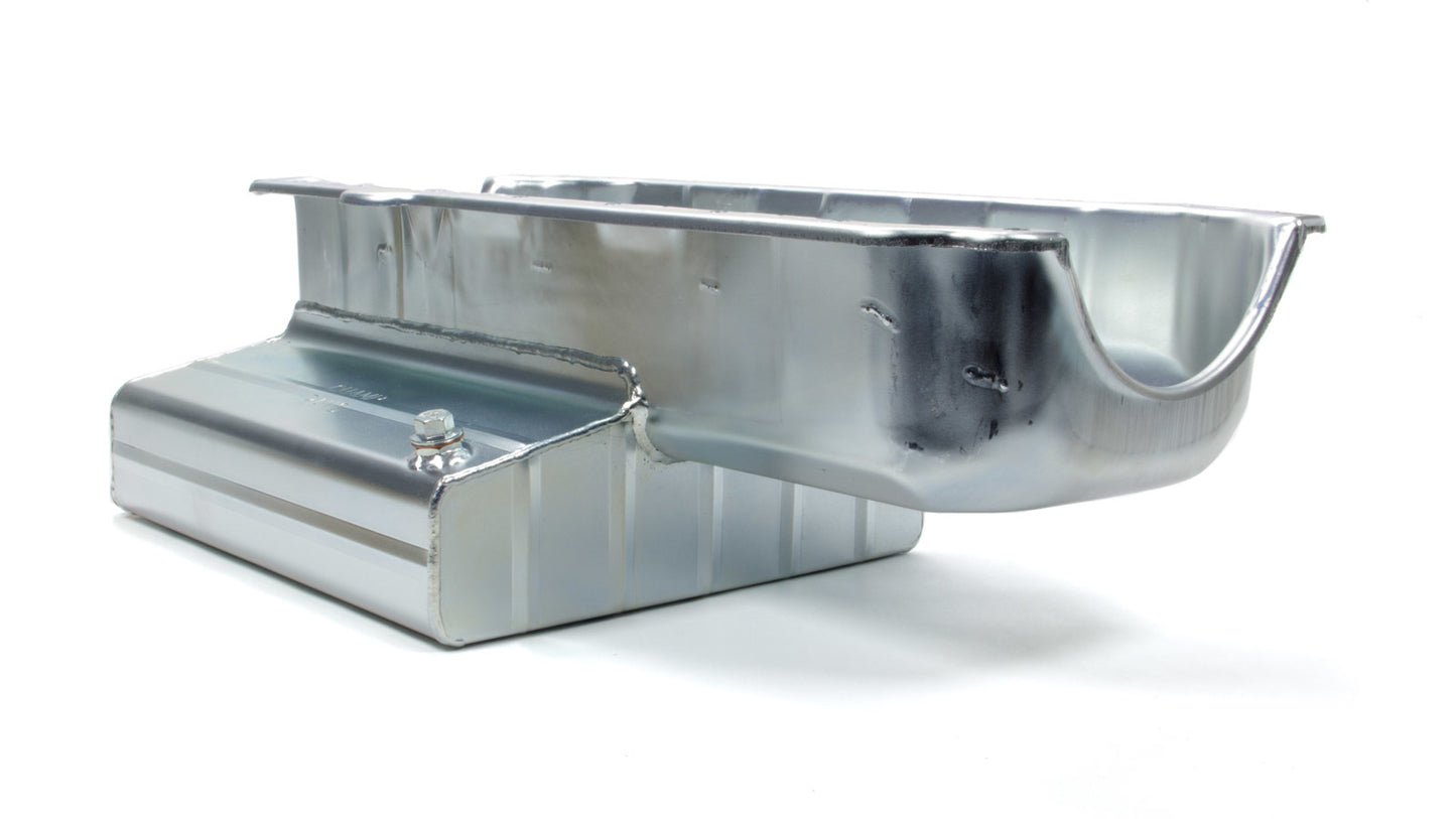 Engine Oil Pan - Circle Track - Rear Sump - 9 qt - 7 in Deep - Louvered Windage Tray - Natural - 2-Piece Seal - Small Block Chevy - Each