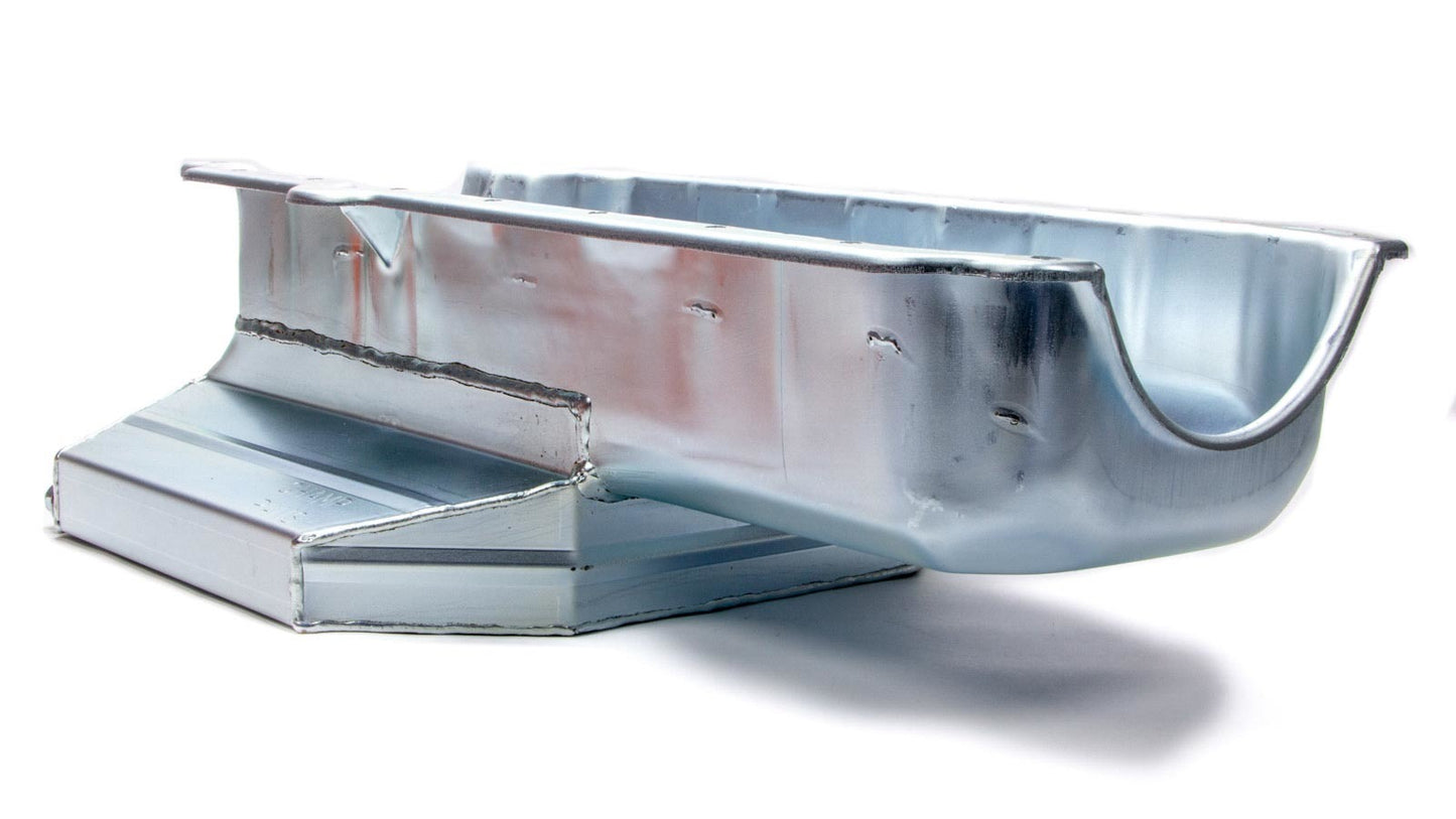 Engine Oil Pan - Rear Sump - 7 qt - 6.5 in Deep - Louvered Windage Tray - Steel - Zinc Plated - 1-Piece Seal - Small Block Chevy - Each