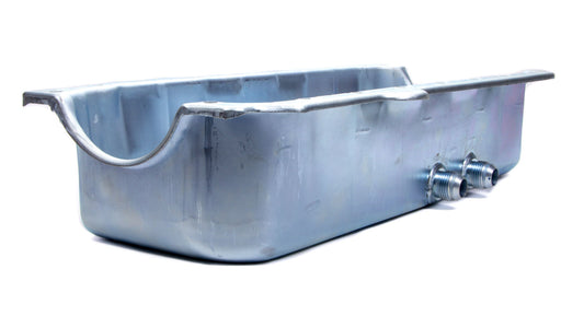 Engine Oil Pan - Dry Sump - 4.5 in Deep - Two 12 AN Male Passenger Side Pickups - Steel - Zinc Plated - 2-Piece Seal - Small Block Chevy - Each