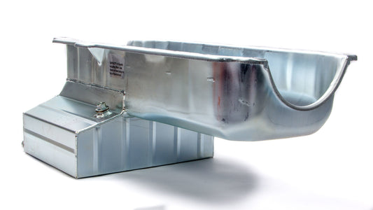 Engine Oil Pan - Claimer Pan - Rear Sump - 8 qt - 8 in Deep - Steel - Zinc Plated - 1-Piece Seal - Small Block Chevy - Each