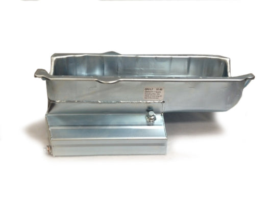 Engine Oil Pan - Circle Track - Rear Sump - 7 qt - 7 in Deep - Steel - Zinc Plated - 1-Piece Seal - Small Block Chevy - Each