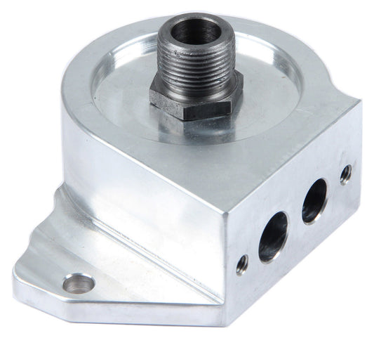 Oil Cooler Adapter - Sandwich - Bolt-On - Stock Oil Filter - Billet Aluminum - Natural - LS1 Series Oil Pan - GM LS-Series - Each