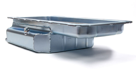 Engine Oil Pan - Oval Track - Rear Sump - 6 qt - 4.5 in Deep - Steel - Zinc Plated - GM LS-Series - Each