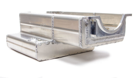Engine Oil Pan - Rear Sump - 8.5 qt - 7 in Deep - Aluminum - Natural - 2-Piece seal - Small Block Chevy - Each