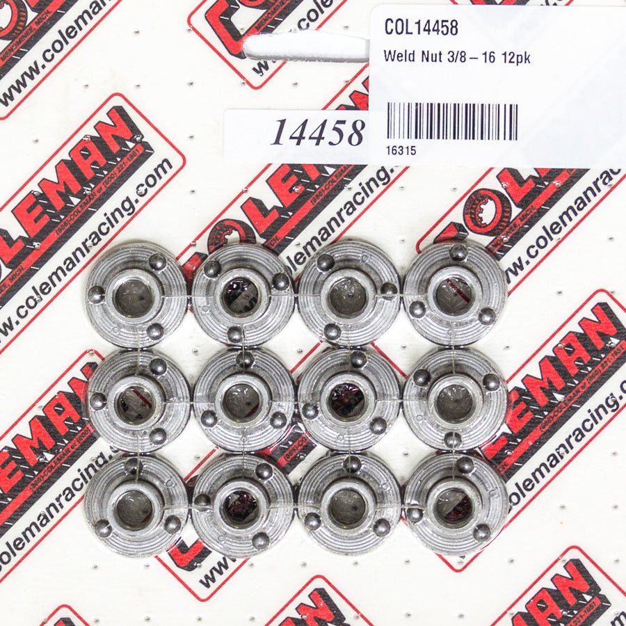 Weld-On Nut - 3/8-16 in Thread - Steel - Natural - Set of 12