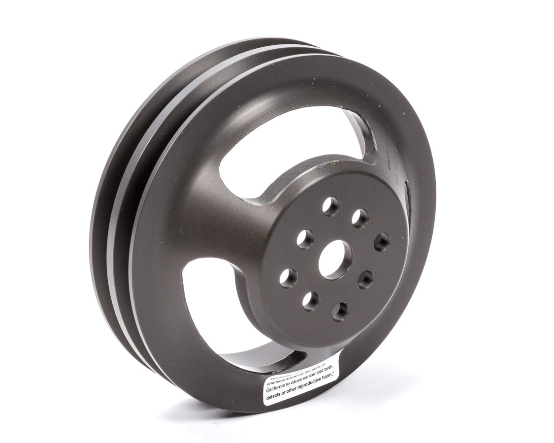 Water Pump Pulley - V-Belt - 2 Groove - 7 in Diameter - 3/4 in Bore - Aluminum - Black Anodized - Short Water Pump - Small Block Chevy - Each