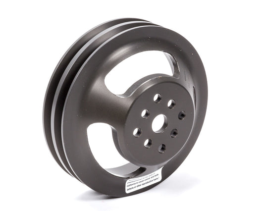 Water Pump Pulley - V-Belt - 2 Groove - 7 in Diameter - 3/4 in Bore - Aluminum - Black Anodized - Short Water Pump - Small Block Chevy - Each