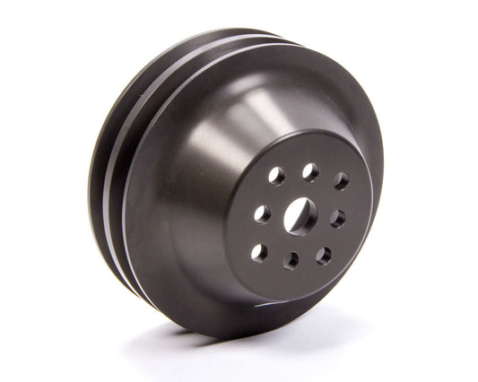 Water Pump Pulley - V-Belt - 2 Groove - 5.875 in Diameter - Aluminum - Black Anodized - Short Water Pump - Small Block Chevy - Each