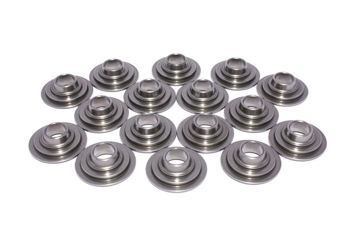 Valve Spring Retainer - 10 Degree - 1.065 in / 0.700 in OD Steps - 1.437-1.500 in Dual Spring - Steel - Set of 16