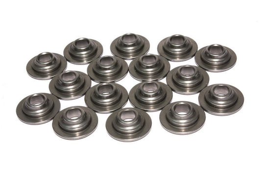 Valve Spring Retainer - 10 Degree - 0.730 in / 0.466 in OD Steps - 1.185 in Single Spring - Steel - Set of 16