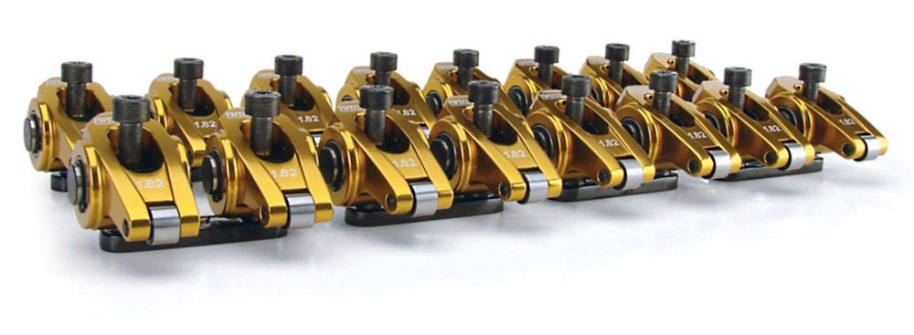 Rocker Arm - Ultra Gold ARC - Pedestal Mount - 1.72 Ratio - Full Roller - Aluminum - Gold Anodized - GM LS-Series - Set of 16