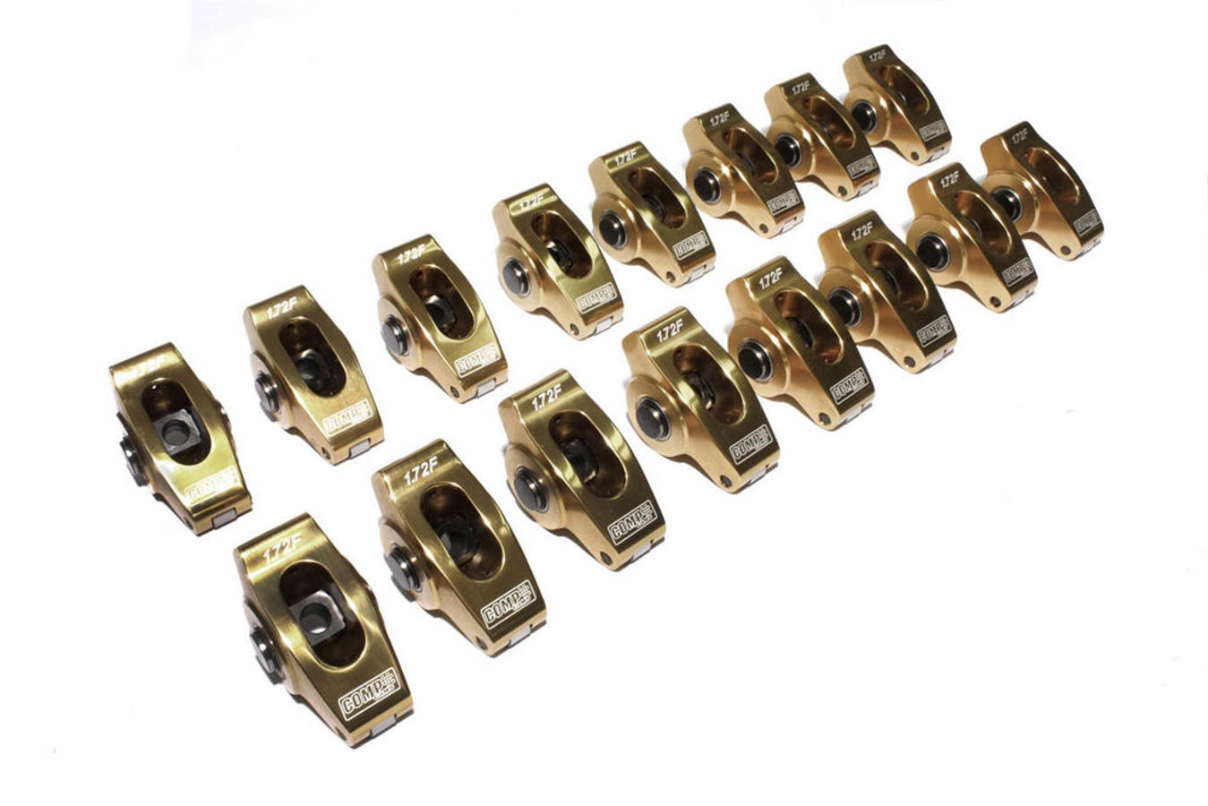 Rocker Arm - 7/16 in Stud Mount - 1.72 Ratio - Full Roller - Aluminum - Red Anodized - Small Block Ford - Set of 16