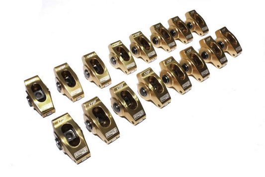 Rocker Arm - 7/16 in Stud Mount - 1.72 Ratio - Full Roller - Aluminum - Red Anodized - Small Block Ford - Set of 16