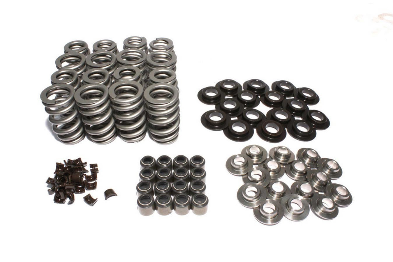Valve Spring Kit - Beehive Spring - 372 lb/in Rate - 1.100 in Coil Bind - 1.075 in OD - Steel Retainer - Viton Seal - Steel Seat - GM LS-Series - Kit
