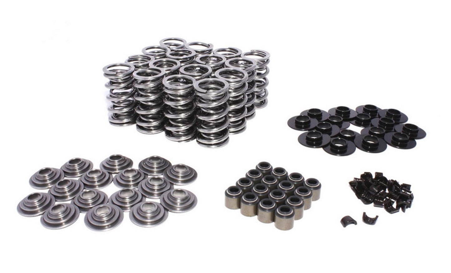 Valve Spring Kit - Dual Spring - 400 lb/in Rate - 1.070 in Coil Bind - 1.320 in OD - Steel Retainer - Viton Seal - Steel Seat - GM LS-Series - Kit