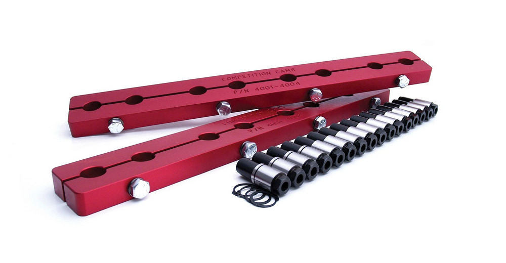 Rocker Arm Stud Girdle - 7/16-20 in Thread Studs - Aluminum - Red Anodized - Small Block Chevy - Kit