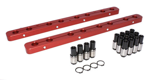 Rocker Arm Stud Girdle - 7/16-20 in Thread Studs - Aluminum - Red Anodized - Small Block Chevy - Kit