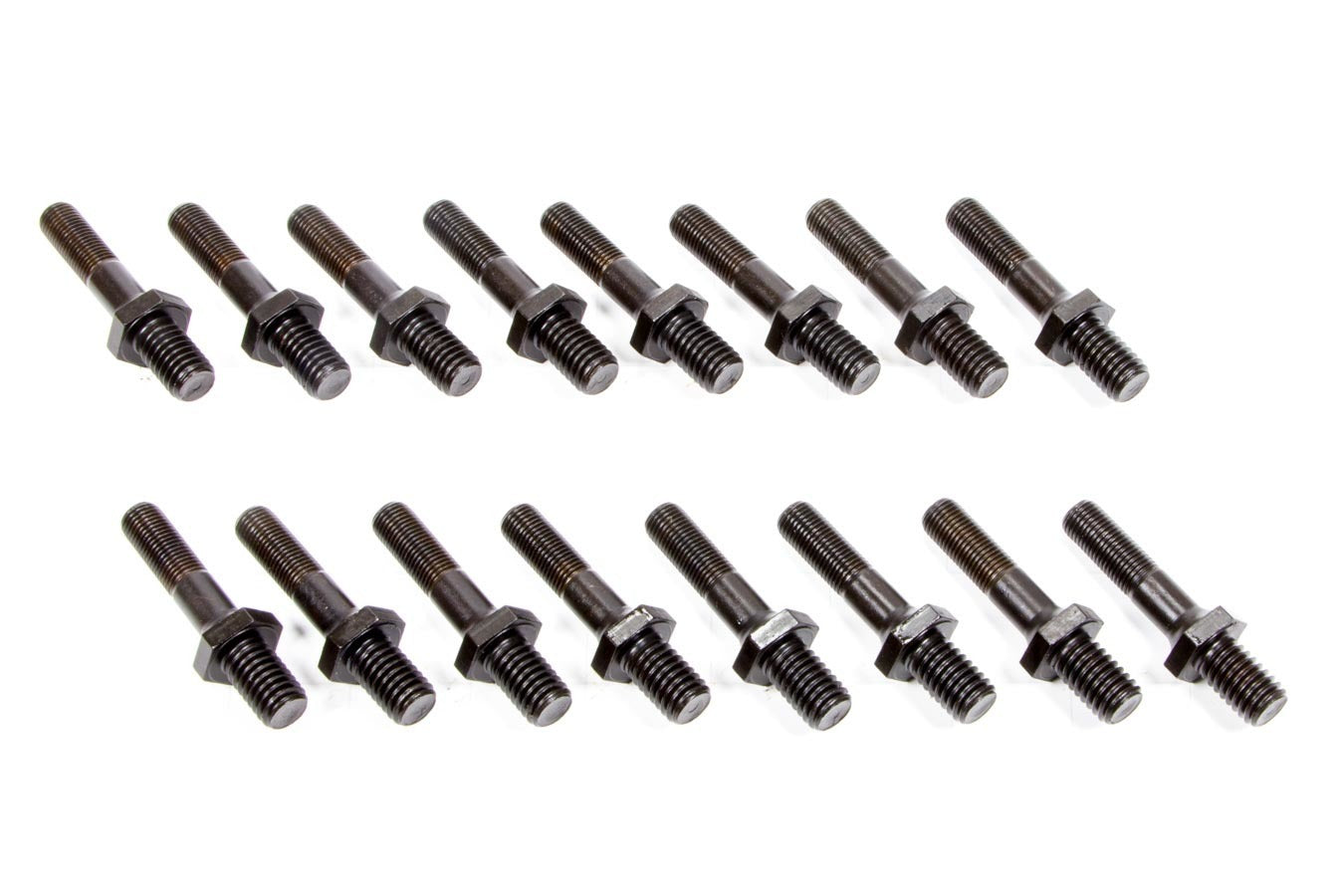 Rocker Arm Stud - High Energy - 7/16-14 in Base Thread - 7/16-20 in Top Thread - 1.750 in Effective Stud Length - Steel - Black Oxide - Set of 16