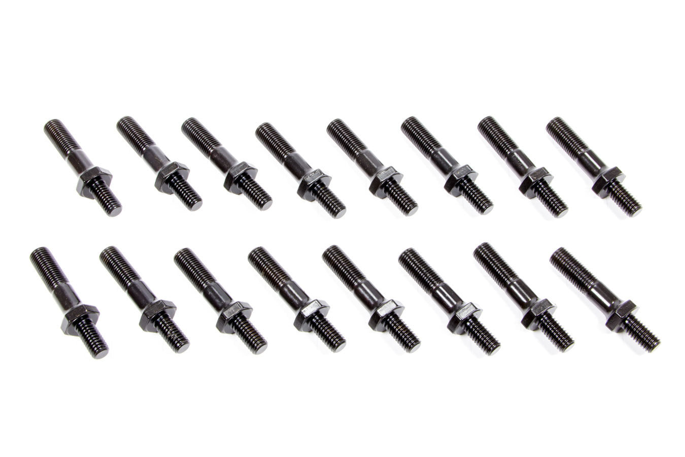 Rocker Arm Stud - Hi-Tech - 3/8-16 in Base Thread - 7/16-20 in Top Thread - 1.900 in Effective Stud Length - Steel - Black Oxide - Universal - Set of 16