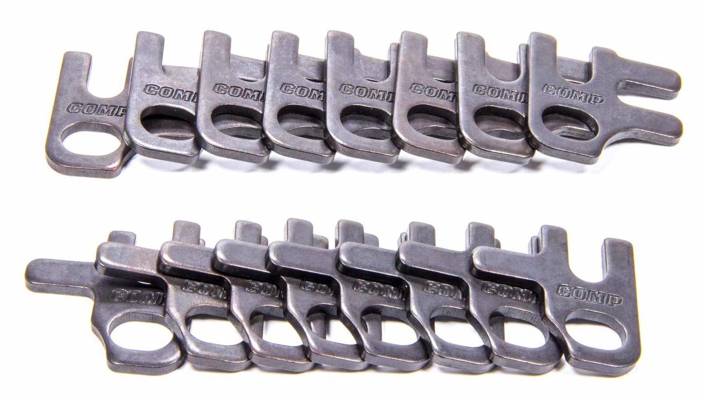 Pushrod Guide Plate - 3/8 in Pushrod - Flat - Adjustable - Steel - Black Oxide - Small Block Chevy / Ford - Set of 8