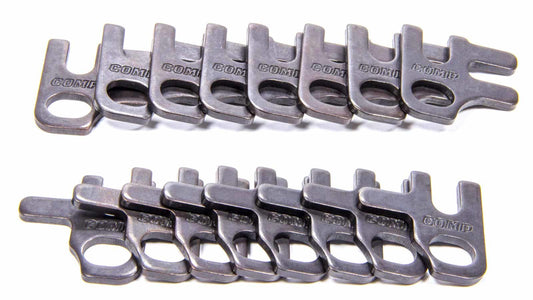 Pushrod Guide Plate - 3/8 in Pushrod - Flat - Adjustable - Steel - Black Oxide - Small Block Chevy / Ford - Set of 8
