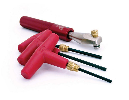 Valve Lash Wrench - 3/8 in Wrench - 1/8 and 5/32 and 3/16 in Allen - Insulated Handles - Aluminum - Red Anodized - Kit