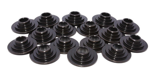 Valve Spring Retainer - Super Lock - 10 Degree - 1.120 in / 0.830 in / 0.640 in OD Steps - 1.500-1.550 in Triple Spring - Chromoly - Black Oxide - Set of 16