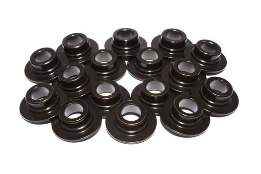 Valve Spring Retainer - 10 Degree - 0.820 in / 0.735 in OD Steps - 1.250 in Single Spring - Chromoly - Black Oxide - Set of 16