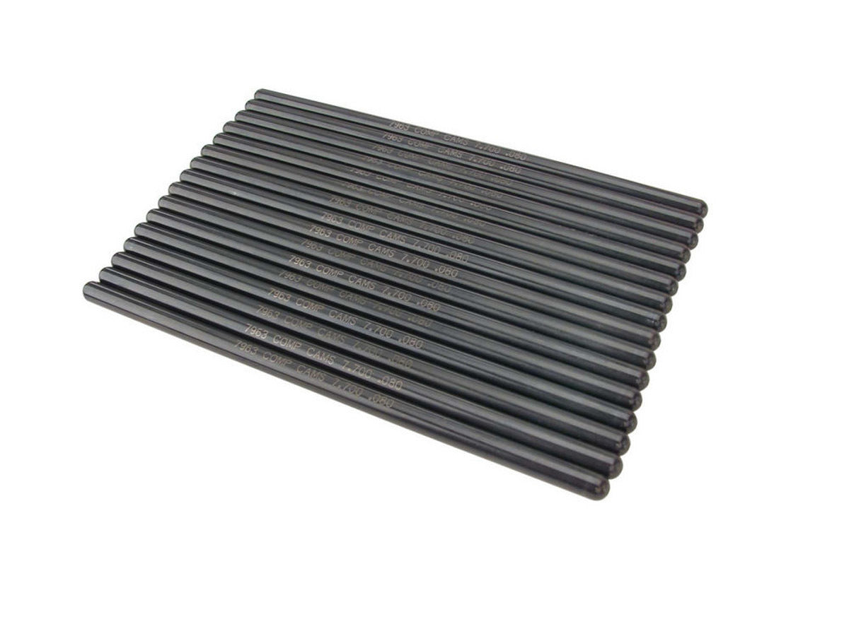 Pushrod - Hi-Tech - 7.700 in Long - 5/16 in Diameter - 0.080 in Thick Wall - Chromoly - Small Block Chevy - Set of 16