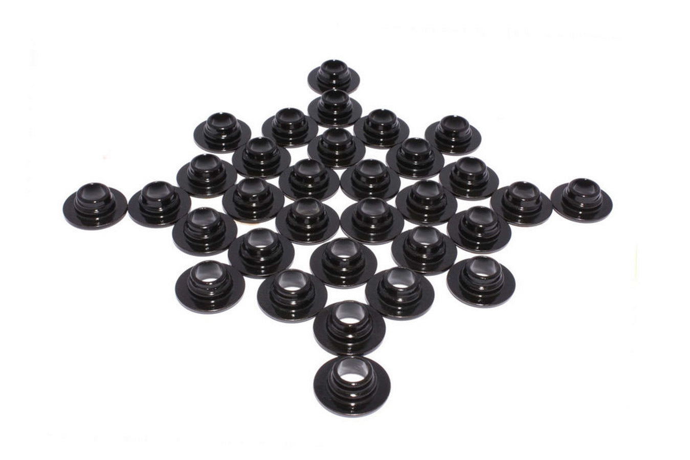 Valve Spring Retainer - 7 Degree - 0.570 in OD Step - 0.943 in Single Spring - Chromoly - Black Oxide - Ford Modular - Set of 32