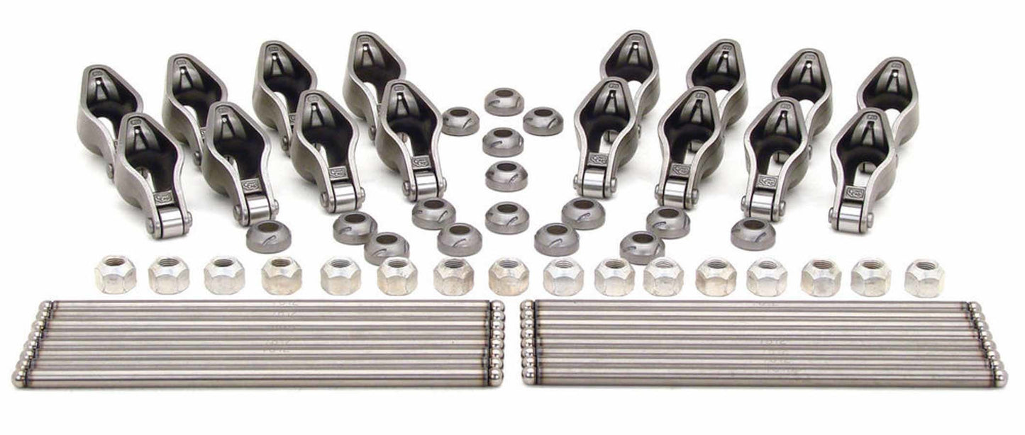 Rocker Arm - Magnum Rockers - High Energy Pushrods - 3/8 in Stud Mount - 1.52 Ratio - Roller Tip - Chromoly / Steel - Small Block Chevy - Kit