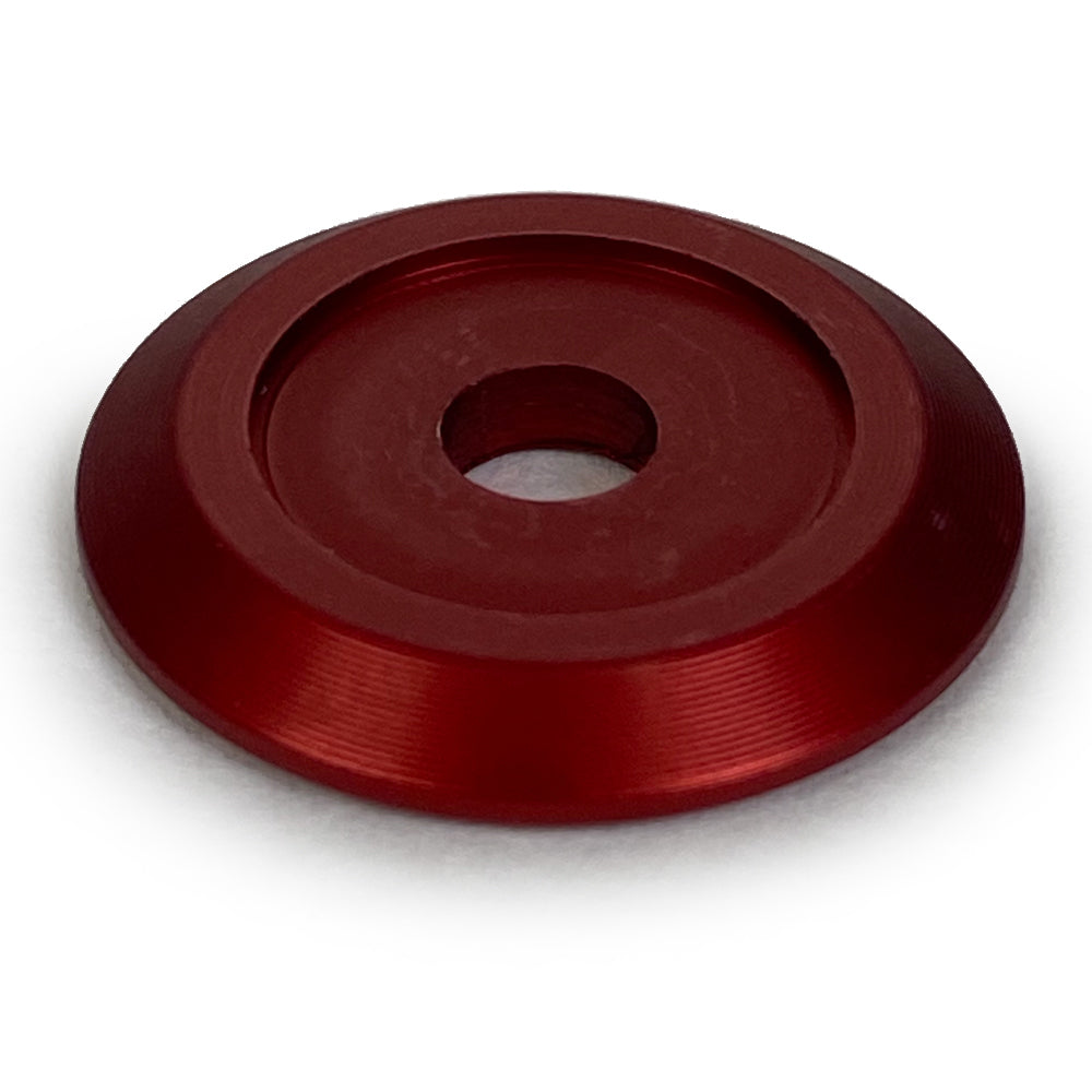 Body Bolt Washer - Countersunk - 1/4 in ID - 1-1/4 in OD - Aluminum - Red Anodized - Set of 50