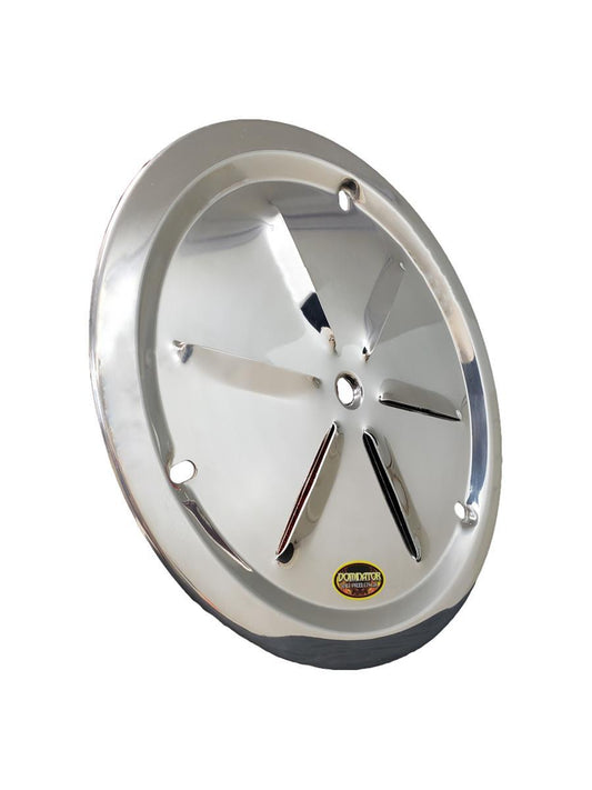 Mud Cover - Bolt-On - Louvered - Aluminum - Polished - 15 in Wheels - Each