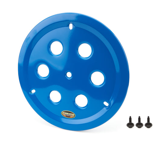 Mud Cover - Bolt-On - Vented Center Hole - Aluminum - Blue Anodized - 15 in Wheels - Each