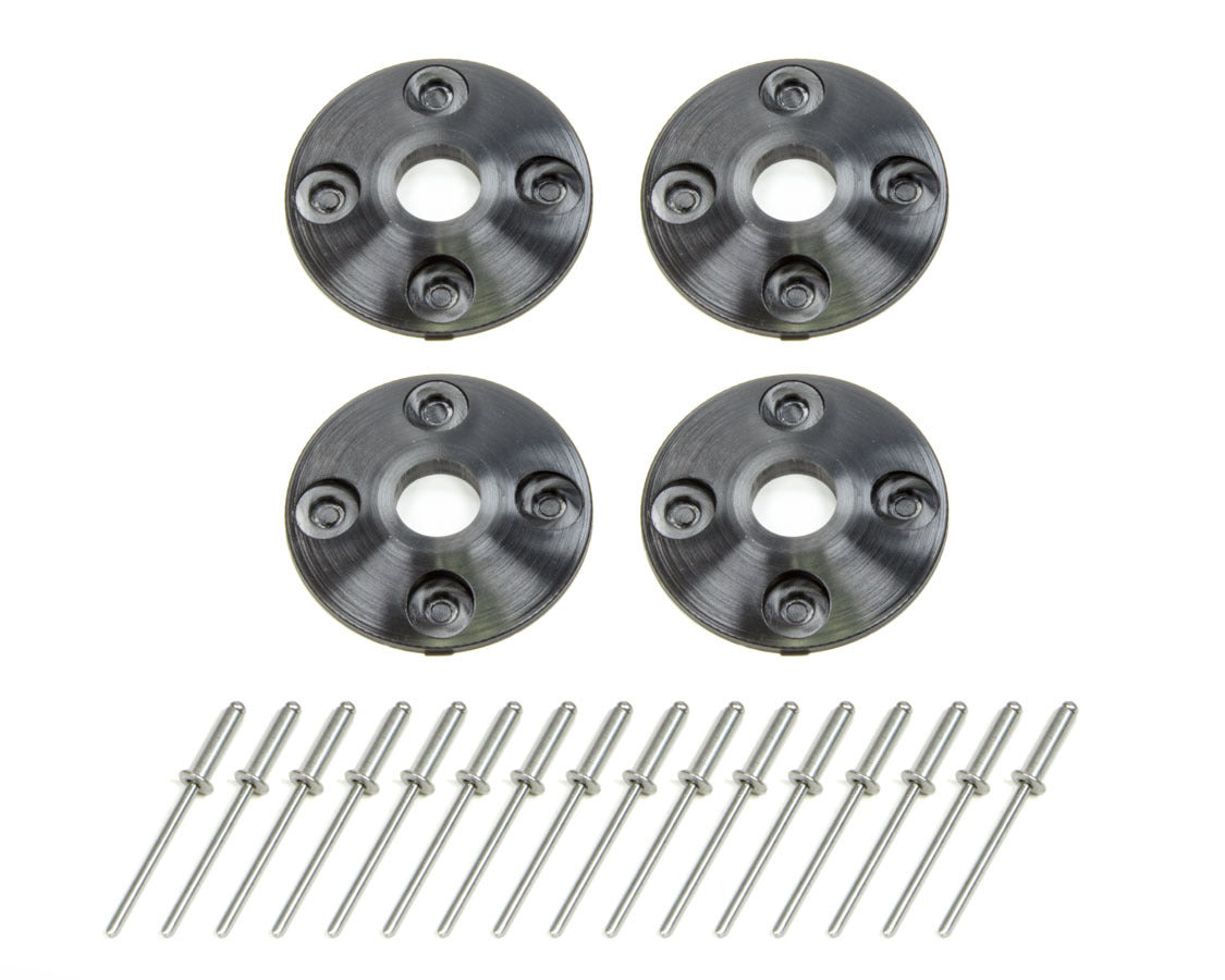 Scuff Plate - 1.5 in OD - 0.5 in ID - Plastic - Black - Set of 4