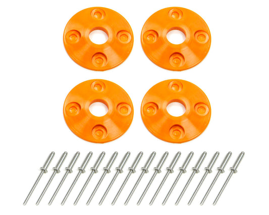 Scuff Plate - 1.5 in OD - 0.5 in ID - Plastic - Orange - Set of 4