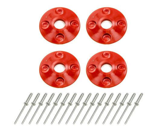 Scuff Plate - 1.5 in OD - 0.5 in ID - Plastic - Red - Set of 4
