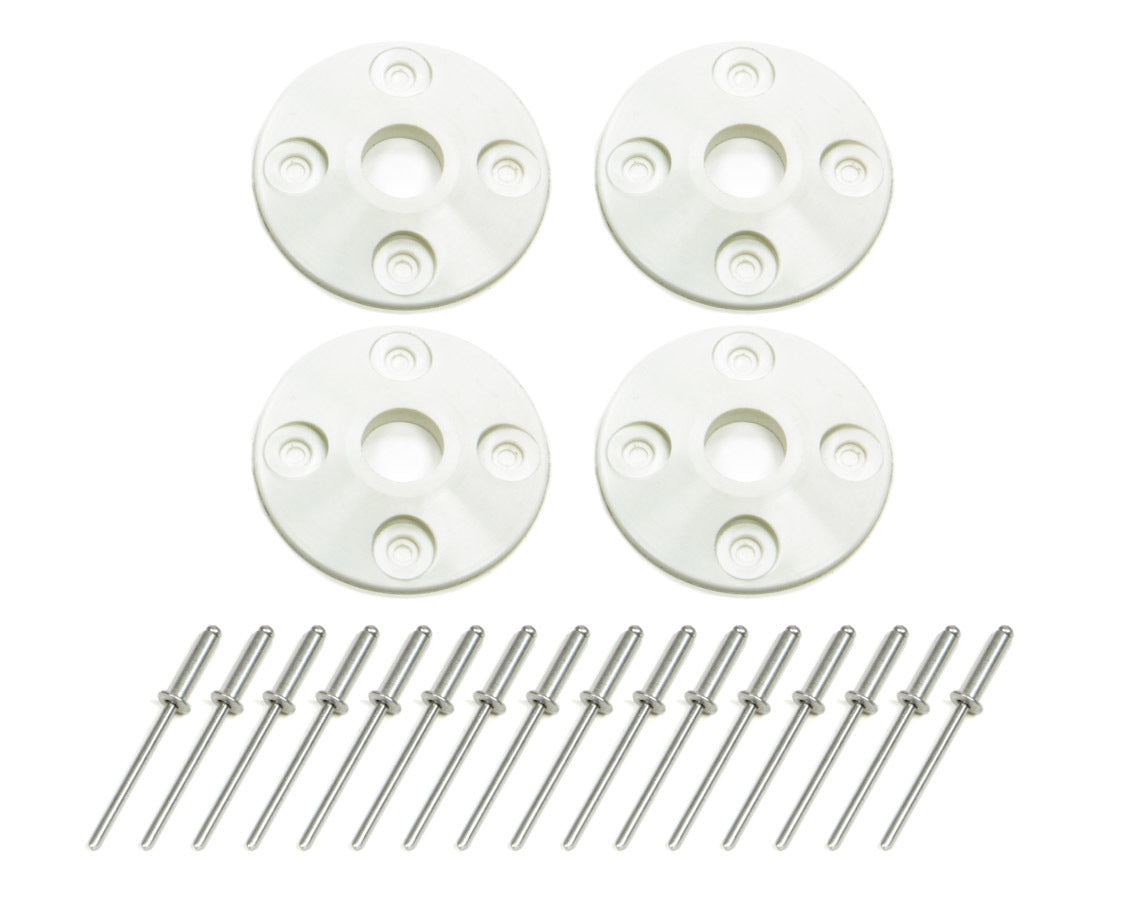 Scuff Plate - 1.5 in OD - 0.5 in ID - Plastic - White - Set of 4