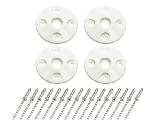 Scuff Plate - 1.5 in OD - 0.5 in ID - Plastic - White - Set of 4