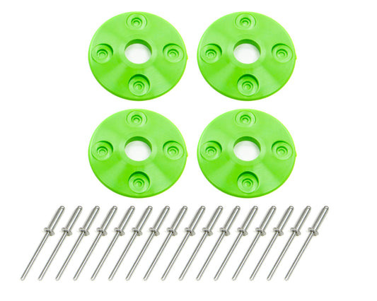 Scuff Plate - 1.5 in OD - 0.5 in ID - Plastic - Xtreme Green - Set of 4