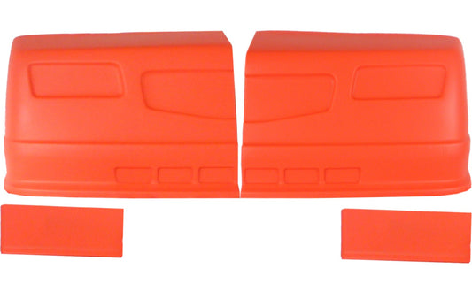 Nose - Dominator SS - Complete - Fender Extensions Included - Plastic - Fluorescent Orange - Universal - Street Stock - Kit