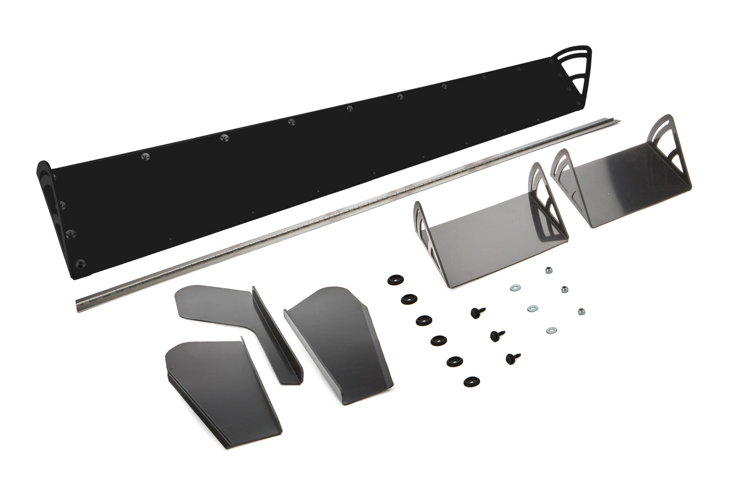 Spoiler - 72 x 8 in - Adjustable - 2-Piece - Plastic - Black - Dirt Late Model - Kit