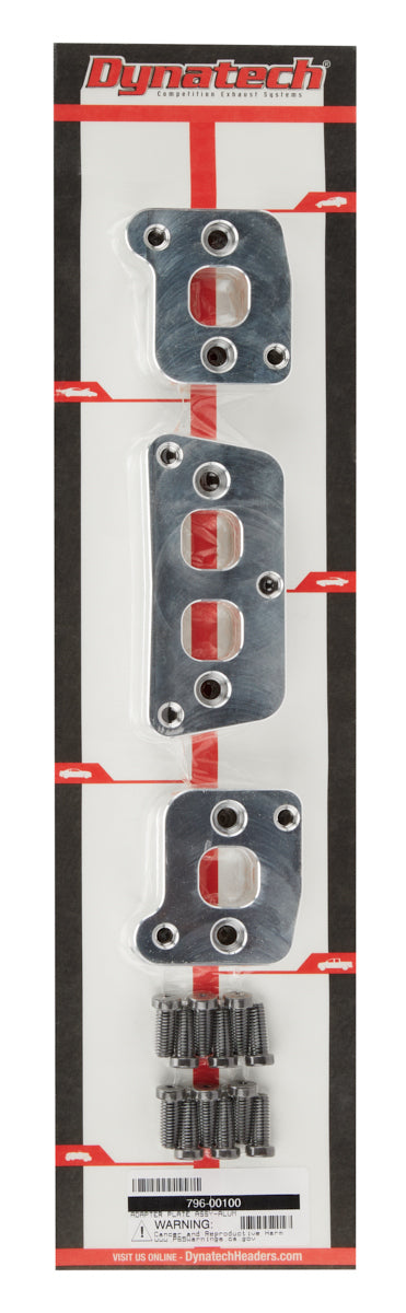 Header Flange Adapter - 0.625 in Thick - 1.125 in Square Port - Left / Right Side Included - Aluminum - Small Block Chevy to Stahl Pattern - Kit
