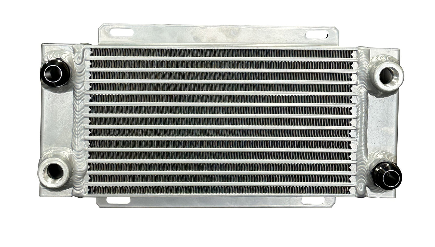 Fluid Cooler - 14.75 x 8.75 x 4.188 in - Plate Type - 12 AN Male Inlet / Outlet - Two 1/2 in NPT Female Auxiliary Ports - Aluminum - Natural - Universal - Each
