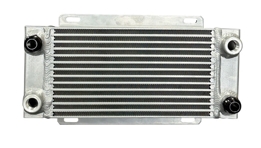 Fluid Cooler - 14.75 x 8.75 x 4.188 in - Plate Type - 12 AN Male Inlet / Outlet - Two 1/2 in NPT Female Auxiliary Ports - Aluminum - Natural - Universal - Each