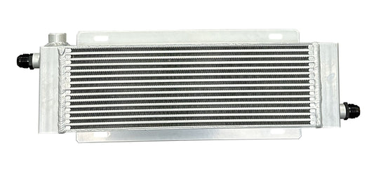 Fluid Cooler - 23.625 x 7.938 x 3.063 in - Plate Type - 12 AN Male Inlet / Outlet - 1/2 in NPT Female Auxiliary Port - Aluminum - Natural - Universal - Each