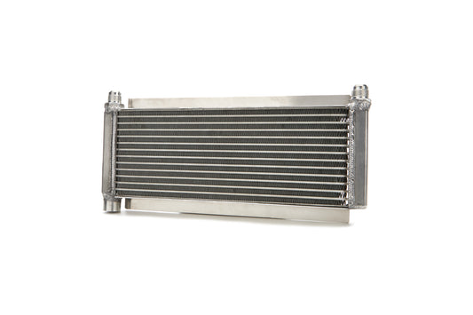 Fluid Cooler - Oil Cooler - 17.5 x 8.5 x 1.625 in - 12 AN Male Inlet / Outlet - 1/2 in NPT Female Auxiliary Port - Aluminum - Natural - Dirt Late Model - Each